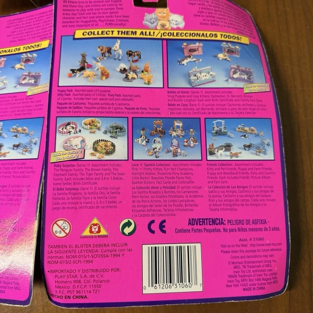 NOS Hasbro Kitty in My Pocket w/‎ 5 Fact Cards Collection Lot X3 Vtg 1997 SEALED